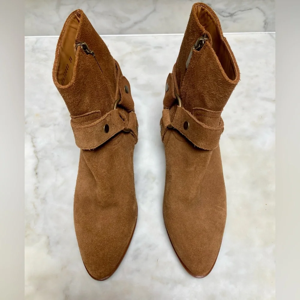 Saint Laurent Suede Ankle Western / Moto Boot. - Picture 13 of 14